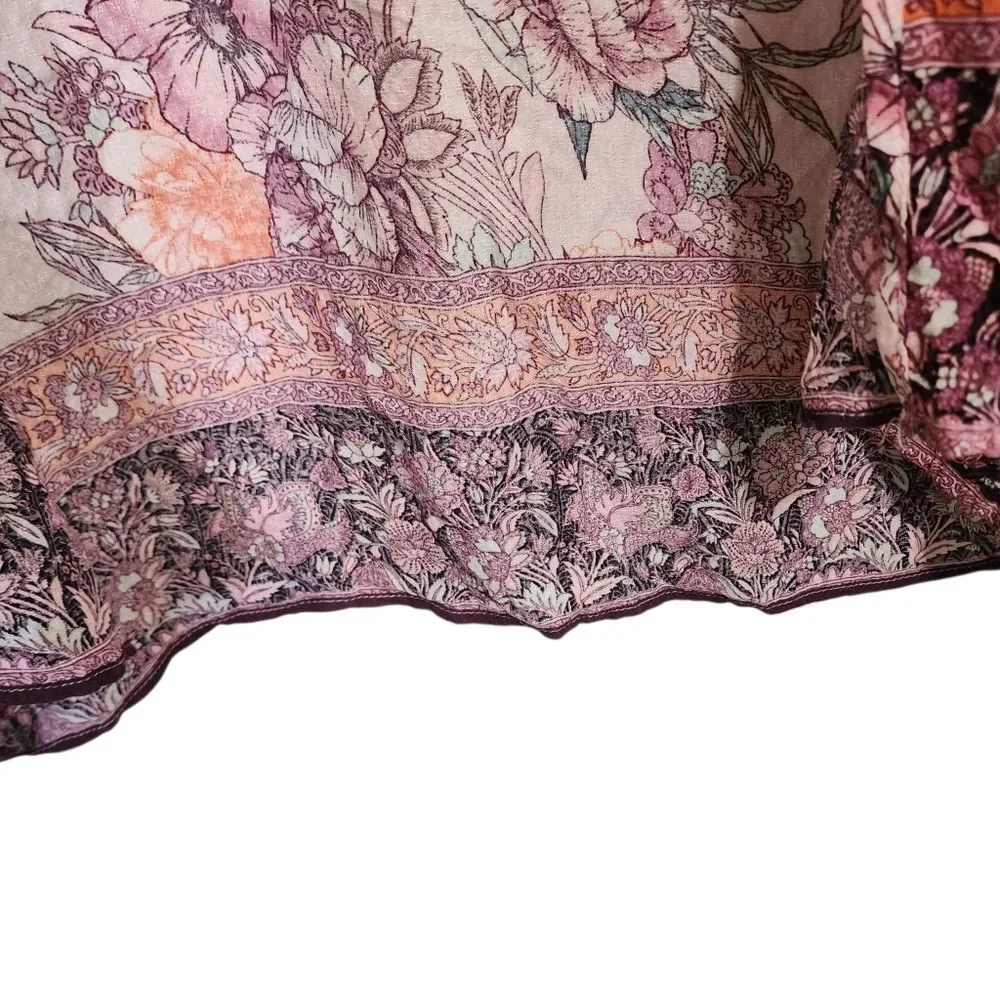 Knox Rose Kimono XXL Floral Pink Purple Open Front Swimcover